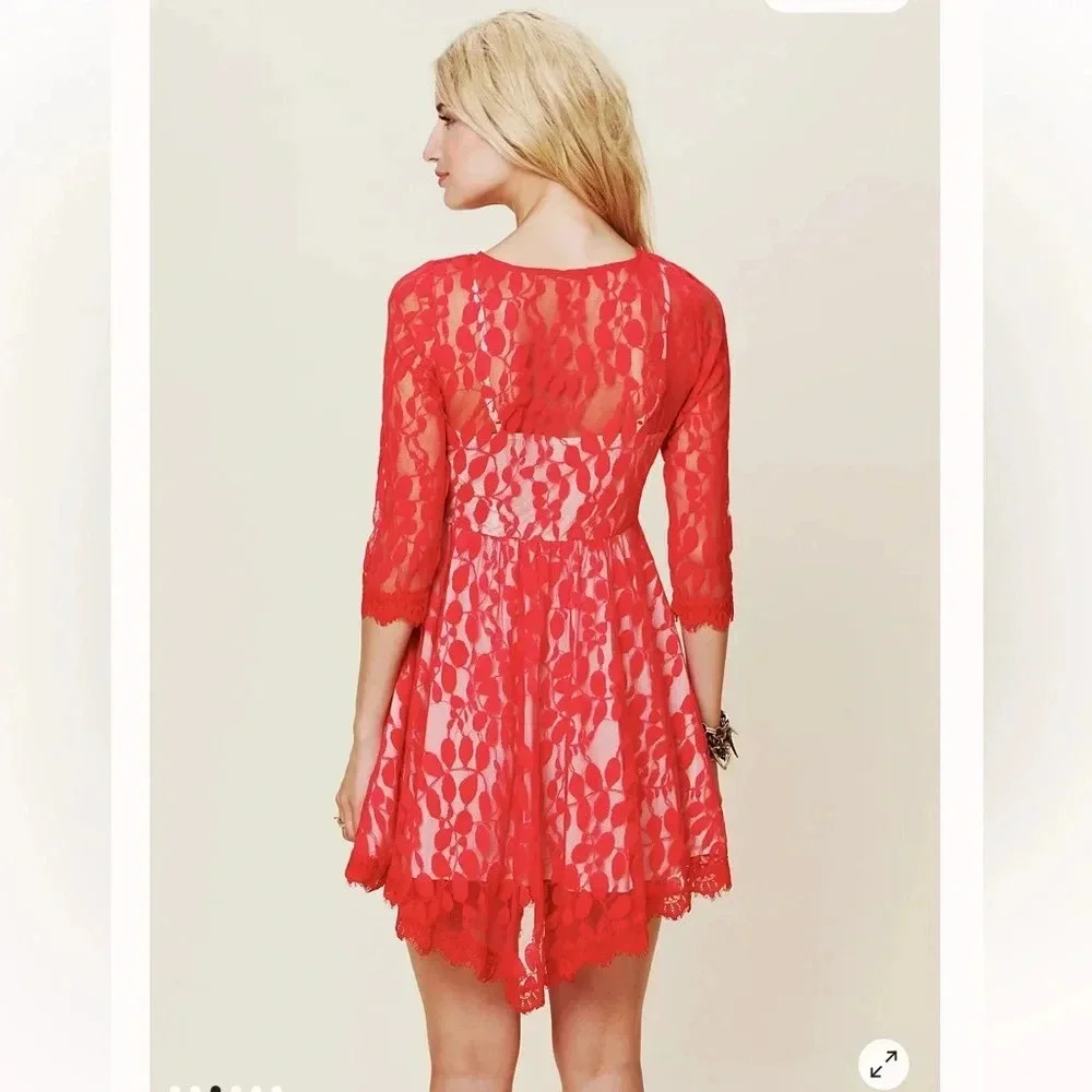 Free People Floral Mesh Lace Dress size 2